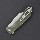 Daggerr Knives Powie Liner Lock Knife Stonewash 8Cr14MoV Stainless Clip Point Blade/OD Green Textured ABS Handle SKU DGRPWFOLSW