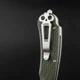 Daggerr Knives Powie Liner Lock Knife Stonewash 8Cr14MoV Stainless Clip Point Blade/OD Green Textured ABS Handle SKU DGRPWFOLSW