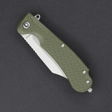 Daggerr Knives Powie Liner Lock Knife Stonewash 8Cr14MoV Stainless Clip Point Blade/OD Green Textured ABS Handle SKU DGRPWFOLSW