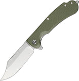 Daggerr Knives Powie Liner Lock Knife Stonewash 8Cr14MoV Stainless Clip Point Blade/OD Green Textured ABS Handle SKU DGRPWFOLSW