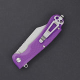 Daggerr Knives Powie Liner Lock Knife Stonewash 8Cr14MoV Stainless Clip Point Blade/Purple Textured ABS Handle SKU DGRPWFPRSW