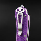 Daggerr Knives Powie Liner Lock Knife Stonewash 8Cr14MoV Stainless Clip Point Blade/Purple Textured ABS Handle SKU DGRPWFPRSW