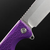 Daggerr Knives Powie Liner Lock Knife Stonewash 8Cr14MoV Stainless Clip Point Blade/Purple Textured ABS Handle SKU DGRPWFPRSW