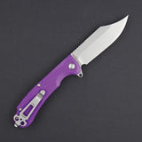 Daggerr Knives Powie Liner Lock Knife Stonewash 8Cr14MoV Stainless Clip Point Blade/Purple Textured ABS Handle SKU DGRPWFPRSW