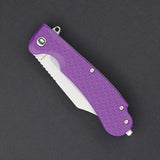 Daggerr Knives Powie Liner Lock Knife Stonewash 8Cr14MoV Stainless Clip Point Blade/Purple Textured ABS Handle SKU DGRPWFPRSW