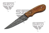 Spear Point Hunting Knife 7" Damascus Steel/Olive Wood Handle SKU DM-1012