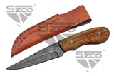 Spear Point Hunting Knife 7" Damascus Steel/Olive Wood Handle SKU DM-1012