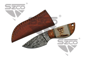 5" Damascus Wild Stag Skinner w/Sheath SKU DM-1249