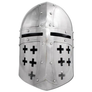 Medieval Warrior Knights Sugarloaf Helmet 20 Gauge Steel with Brass Accents SKU H-119