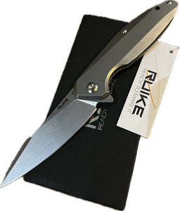 Ruike Frame Lock Knife Bead Blast 14C28N SS Blade/420 SS Handle SKU RKEP128SF