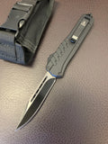 Automatic OTF Knife w/Sheath 2 Tone Drop Pt. SS Blade/Black Zinc Alloy Handle SKU 183BKCP