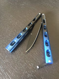 Butterfly Knife Black Stainless-Steel Blade/Black & Blue SS Handle SKU 146BL