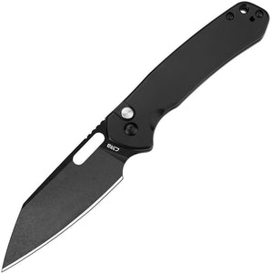 CJRB Pyrite Button Lock Knife Black Stonewash AR-RPM9 Stainless Blade/Black Stainless Handle SKU J1925ABST