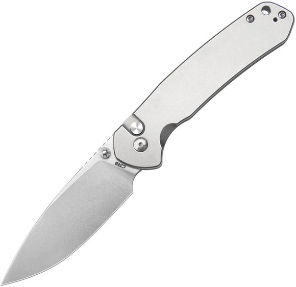 CJRB Large Pyrite Button Lock Knife Stonewash AR-RPM9 Stainless Blade/Stonewash Steel Handle SKU J1925LST