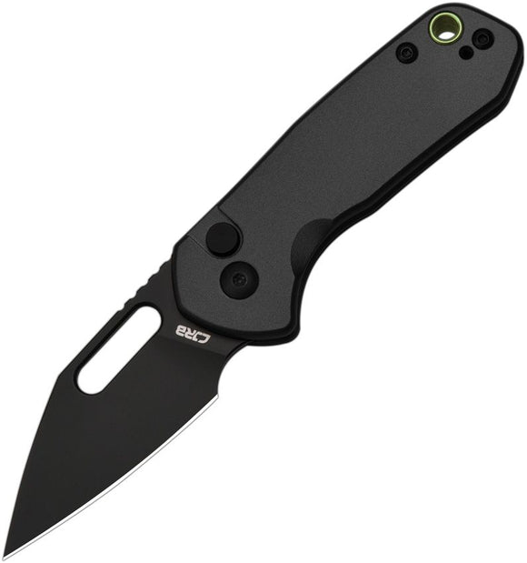 CJRB Mini Pyrite Button Lock Knife Black PVD Coated AR-RPM9 Stainless Blade/Black Alum. Handle SKU J1933BBK