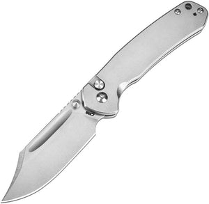 CJRB Bowie Pyrite Button Lock Knife Stonewash AR-RPM9 SS Blade/Stonewash SS Handle SKU J1942ST