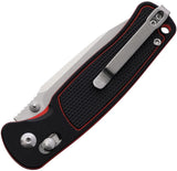 CJRB Shale Crossbar Lock Knife Stonewash AR-RPM9 Stainless Blade/Black & Red G10 Handle SKU J1943BRE