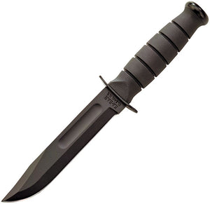 Ka-Bar Short Fixed Blade Knife w/Sheath Black Powder Coated 1095HC Stainless Blade/Black Kraton Handle SKU KA1258/1258