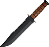 Ka-Bar Big Brother Fixed Blade Knife w/Leather Sheath Black Coated 1095 Carbon Steel Blade/Stacked Leather Handle SKU KA2217/2217