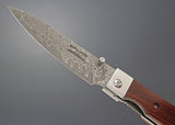 Kanetsune Petty Liner Lock Knife Damascus Steel Blade/Rosewood Handle SKU KCGA004D