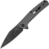 Kershaw Flyby Frame Lock Assist Open Knife Blackwash D2 Tool Steel Blade/Gray PVD Stainless-Steel Handle SKU 1404/KS1404