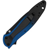 Kershaw Leek Liner Lock Assist Open Knife Black Oxide CPM MagnaCut Stainless Blade/Blue & Black Gradient Alum. Handle SKU KS1660GBLUBK