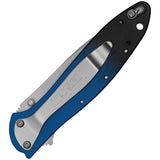 Kershaw Leek Liner Lock Assist Open Knife Stonewash CPM MagnaCut Stainless Blade/Blue & Black Gradient Alum. Handle SKU KS1660GBLU