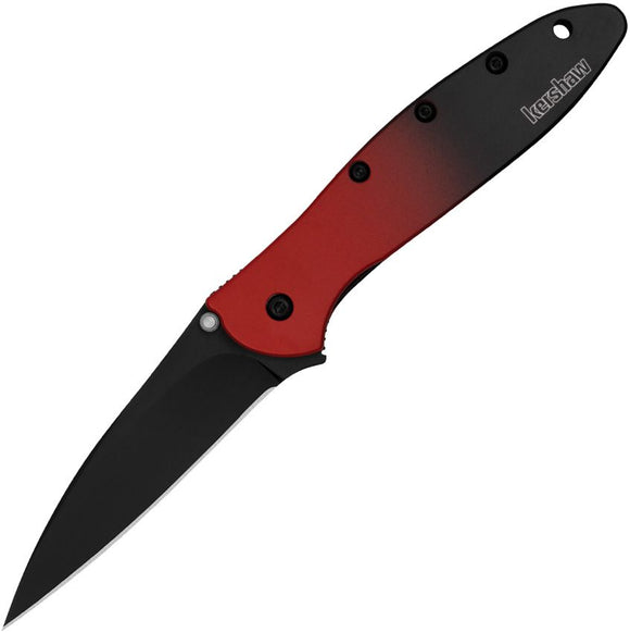 Kershaw Leek Liner Lock Assist Open Knife Black Oxide CPM MagnaCut Stainless Blade/Red & Black Gradient Alum. Handle SKU KS1660GRDBLK