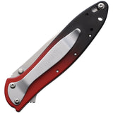 Kershaw Leek Liner Lock Assist Open Knife Stonewash CPM MagnaCut Stainless Blade/Red & Black Gradient Alum. Handle SKU KS1660GRD