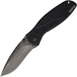 Kershaw Blur Liner Lock Asist Open Knife Damascus Steel Blade/Black Anodized Alum. Handle with Trac-Tec Inserts SKU KS1670BLKDAM