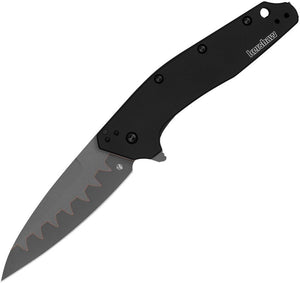 Kershaw Liner Lock Knife Dividend Composite Blade (Bohler N690 on the blade upper, D2 on the cutting edge)/Black Anodized Alum. Handle SKU KS1812BLKCB