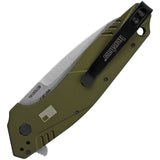 Kershaw Liner Lock Assist Open Knife Dividend (CPM D2 and Bohler N690 Steel Blade)/OD Green Anodized Alum. Handle SKU KS1812OLCB/1812OLCB