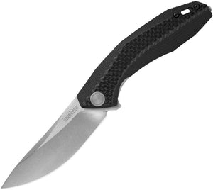 Kershaw Sinkevich Tumbler Sub-Frame Lock Knife Stonewash D2 Tool Steel Blade/Black G10 Handle with Carbon Fiber Inlay SKU 4038/KS4038