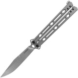 Kershaw Lucha Balisong  Butterfly Knife Stonewash MagnaCut SS Blade/Bead Blast Stainless-Steel Handle SKU KS5150MAG