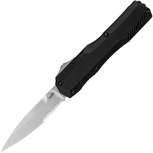 Kershaw Livewire Magnacut OTF Stonewash Spear Point Half Serr. Blade/Black Alum. Handle SKU 9000ST/ KS9000ST