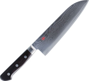 Kanetsune Santoku Knife 11 7/8" Overall VG-10 33-layer Damascus Steel Blade/Black Wood Handle SKU KT103