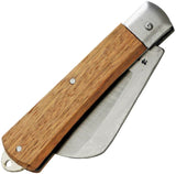 Kanetsune Slip Joint Craft Knife Hawkbill Clad blade with SK-4 high Carbon Steel Core/Brown Wood Handle SKU KT406