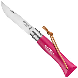 Opinel No.6 Colorama Strawberry Stainless Steel Folding Knife w/Lanyard SKU 002201