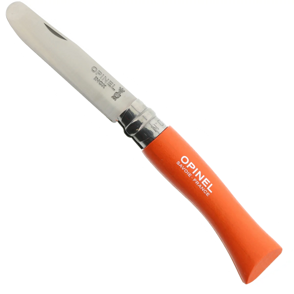 My First Opinel No.7 Folding Knife Rounded Tip SS Blade/Orange Handle SKU 002214