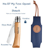 My First Opinel No.7 Knife with Sheath Rounded Tip SS Blade/Beechwood Handle SKU 002400