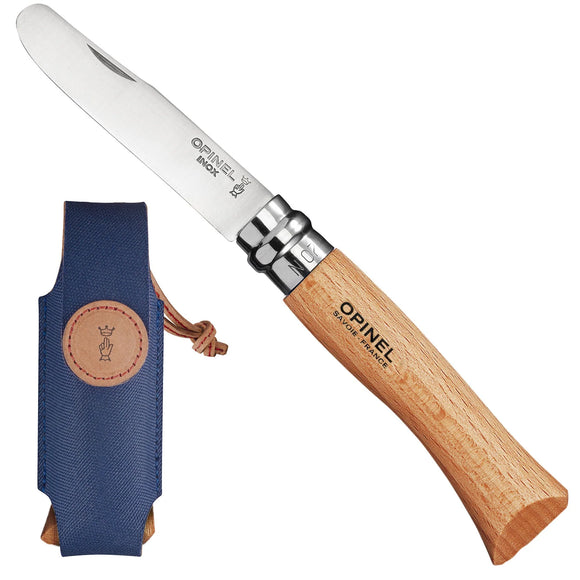 My First Opinel No.7 Knife with Sheath Rounded Tip SS Blade/Beechwood Handle SKU 002400