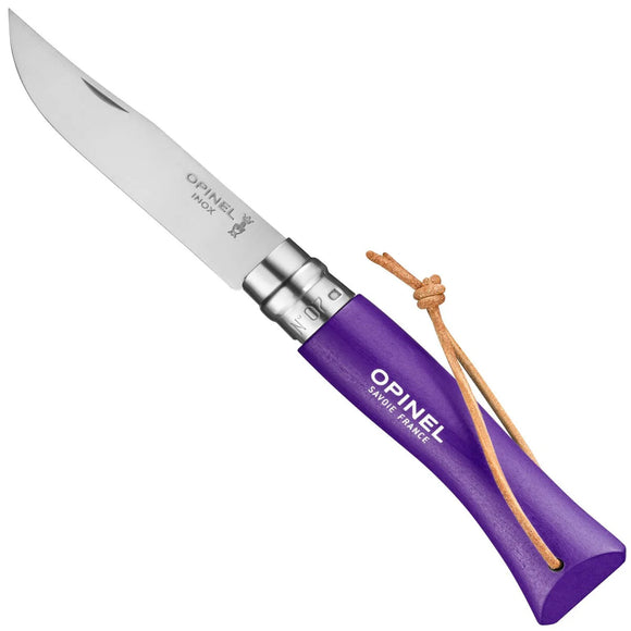 Opinel No. 7 Colorama Purple Stainless Steel Pocket Knife w/Lanyard SKU 002205