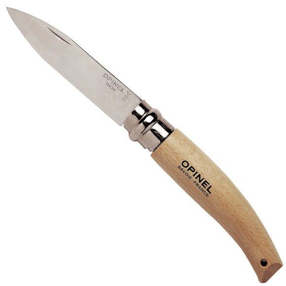 Opinel No.8 Stainless Steel Folding Gardening Knife Beechwood Handle SKU 133080