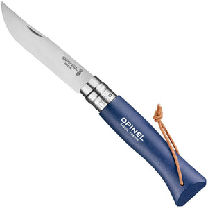 Opinel No. 8 Colorama Blue Folding Knife w/Lanyard SKU 002212