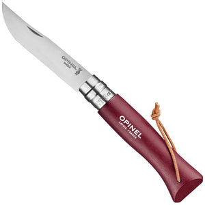 Opinel No. 8 Colorama Burgundy Folding Knife w/Lanyard SKU 002213