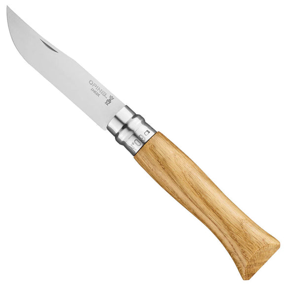 Opinel No.9 Stainless Steel Folding Knife Oak Handle SKU 002424