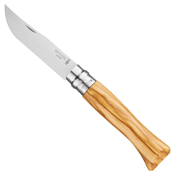 Opinel No.9 Stainless Steel Folding Knife Olive Wood Handle SKU 002426