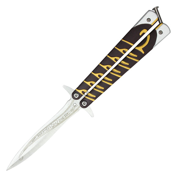 Sting Butterfly Trainer Knife Stainless-Steel Blade/Black & Gold Handle SKU PBF33