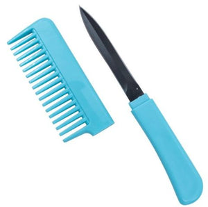 Concealed Comb Knife 3" Black SS Blade/ Blue Plastic Handle SKU PK-107BL