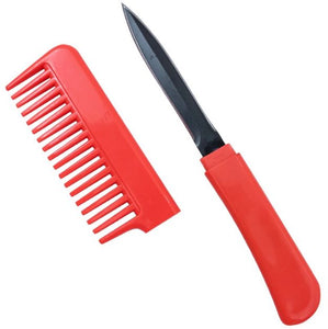 Concealed Comb Knife 3" Black SS Blade/ Red Plastic Handle SKU PK-107RD